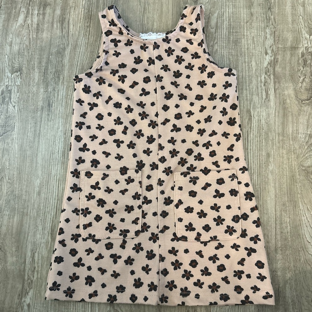 btween Tan and Black Floral Kids Dress